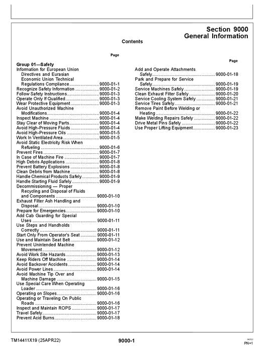 JOHN DEERE 724L LOADER OPERATION TEST SERVICE MANUAL