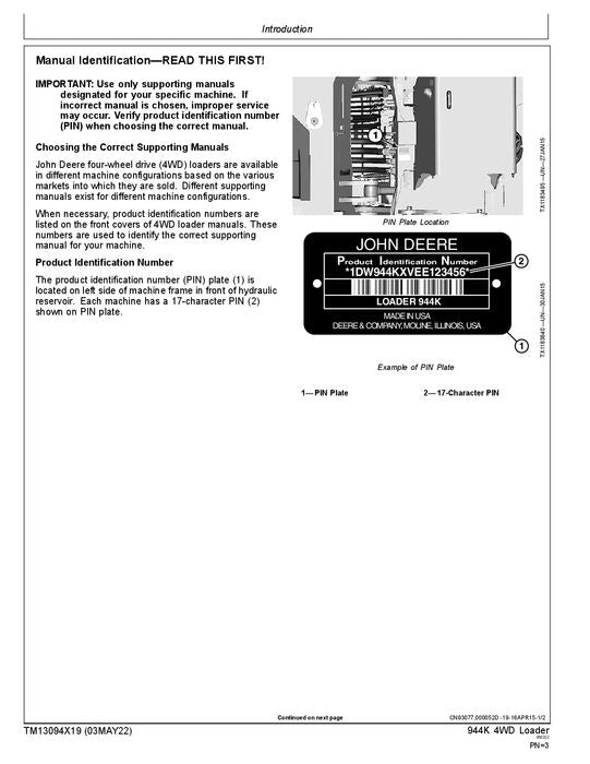 MANUEL D'ENTRETIEN ET DE TEST DE FONCTIONNEMENT DU CHARGEUR JOHN DEERE 944K #2