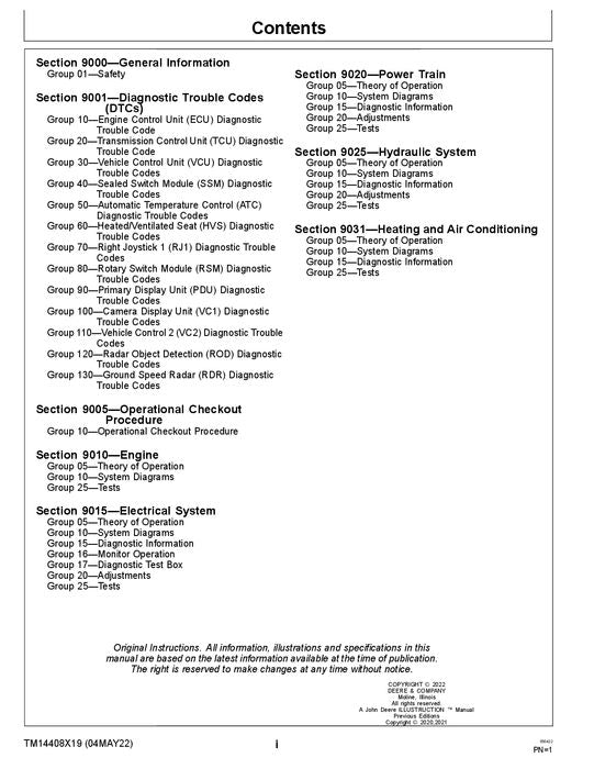 JOHN DEERE 444L LOADER OPERATION TEST SERVICE TECHNICAL MANUAL TM14408X19