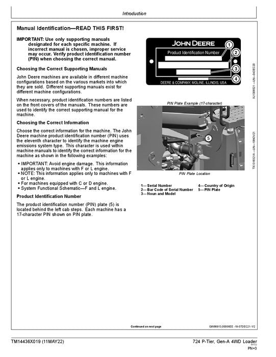 JOHN DEERE 724 P-TIER LOADER OPERATION TEST SERVICE MANUAL #2