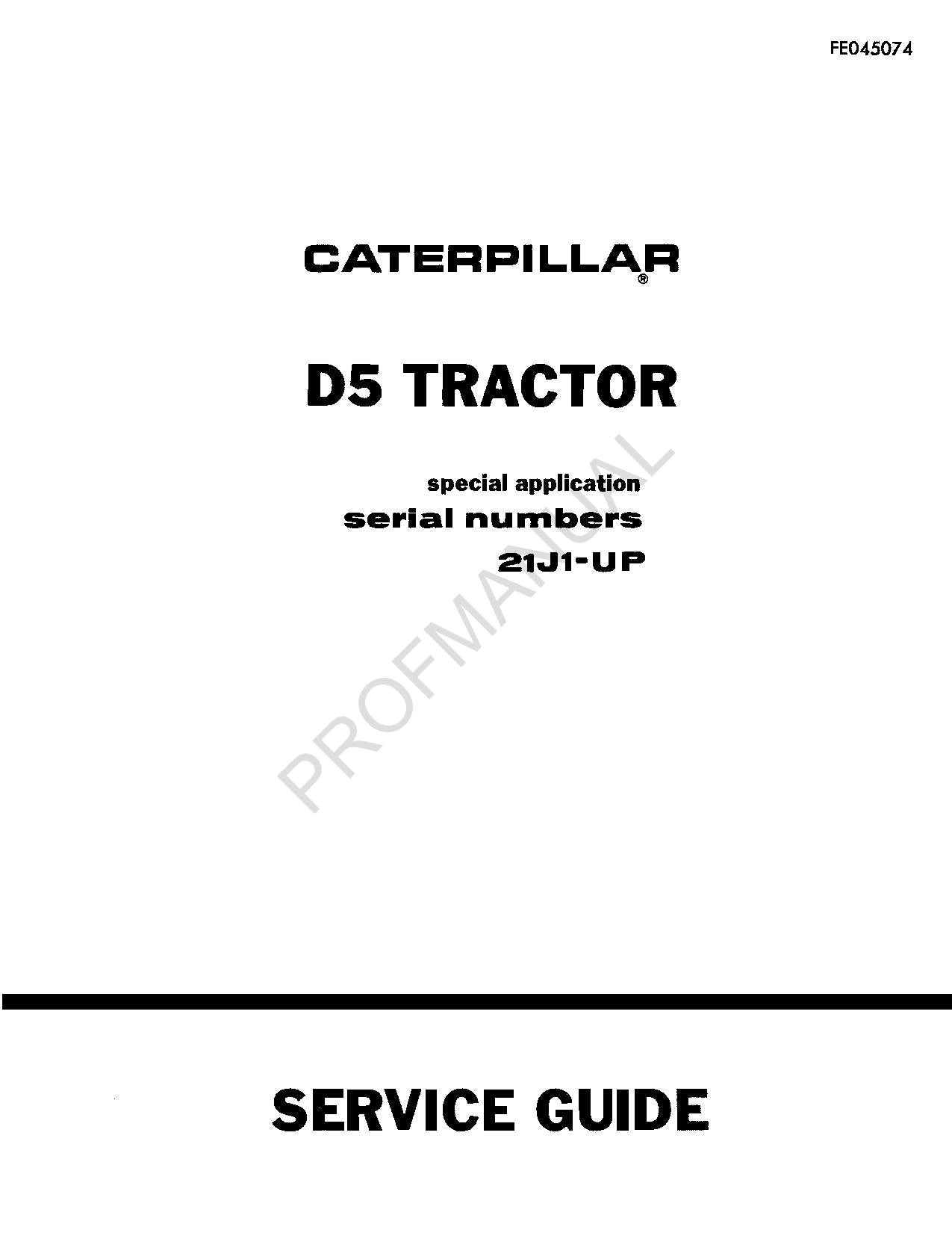 Manuel d'entretien pour tracteur Caterpillar D5 pour applications spéciales