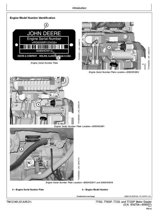 JOHN DEERE 770G 770GP 772G 772GP GRADER OPERATION TEST SERVICE MANUAL #3