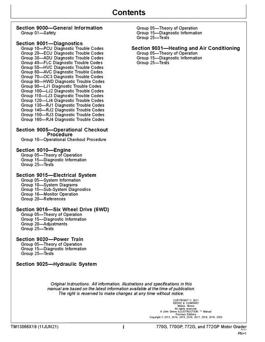 JOHN DEERE 770G 770GP 772G 772GP GRADER OPERATION TEST SERVICE MANUAL #5