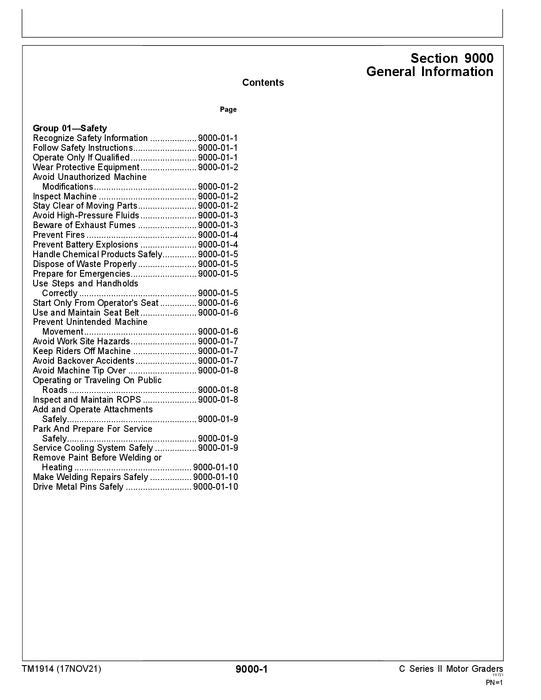 JOHN DEERE 770C 770CH 772CH GRADER OPERATION TEST SERVICE MANUAL TM1914