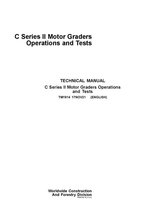 MANUEL D'ENTRETIEN ET DE TEST DE FONCTIONNEMENT DE LA NIVELEUSE JOHN DEERE 770C 770CH 772CH TM1914