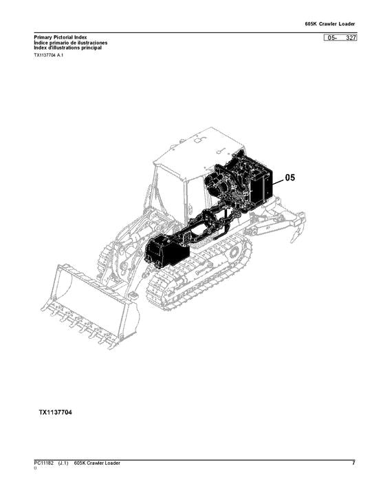 JOHN DEERE 605K RAUPENLADER - ERSATZTEILKATALOGHANDBUCH