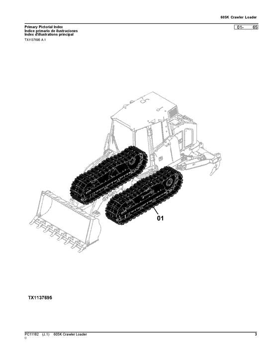 JOHN DEERE 605K RAUPENLADER - ERSATZTEILKATALOGHANDBUCH