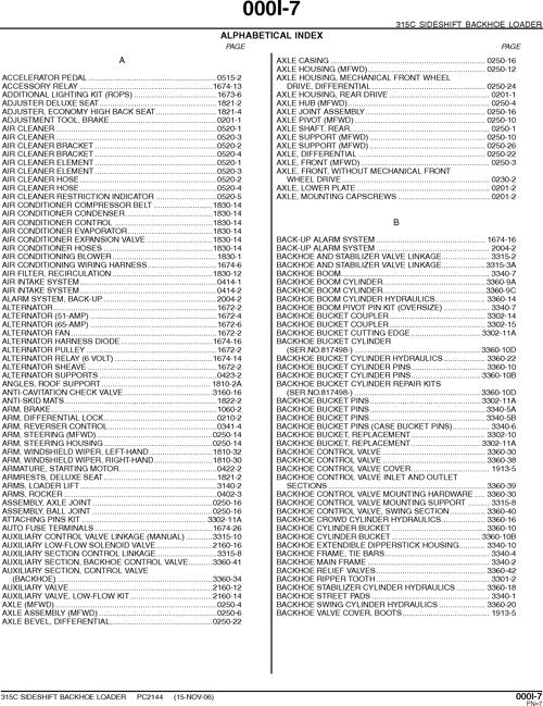 JOHN DEERE 315C BACKHOE PARTS CATALOG MANUAL