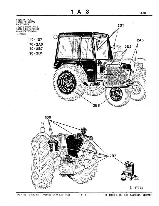 MANUEL DU CATALOGUE DES PIÈCES DE LA RÉTROCAVEUSE JOHN DEERE 300A