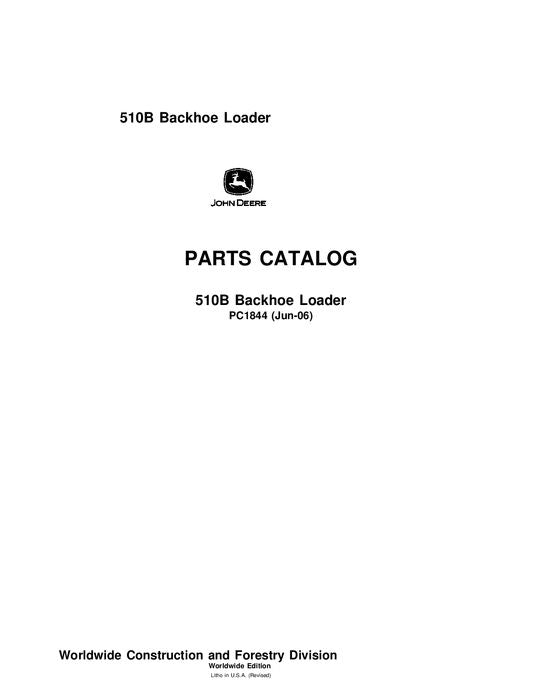 JOHN DEERE 510B BACKHOE PARTS CATALOG MANUAL