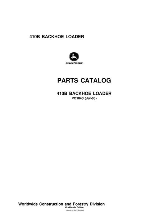 JOHN DEERE 410B BACKHOE PARTS CATALOG MANUAL