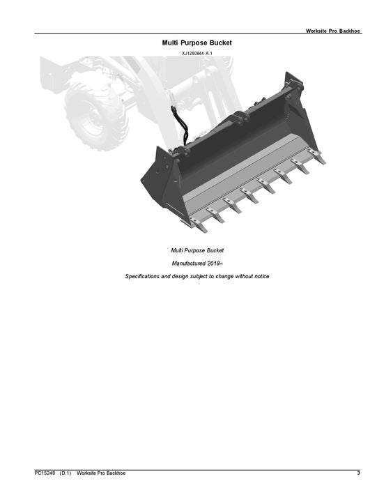 MANUEL DU CATALOGUE DES PIÈCES DE RETROCAVEUSE JOHN DEERE 210L 210L EP 310L 310L EP 310SL