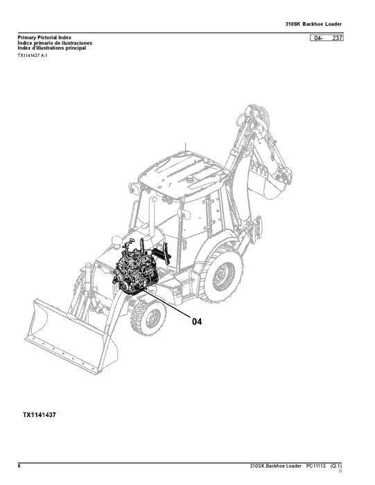 JOHN DEERE 310K BAGGERBAGGER-ERSATZTEILKATALOGHANDBUCH Nr. 1