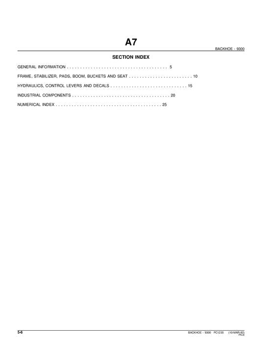 JOHN DEERE 9300 BAGGERBAGGER-ERSATZTEILKATALOGHANDBUCH