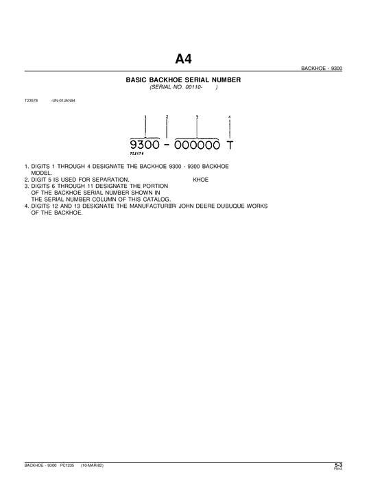 JOHN DEERE 9300 BAGGERBAGGER-ERSATZTEILKATALOGHANDBUCH