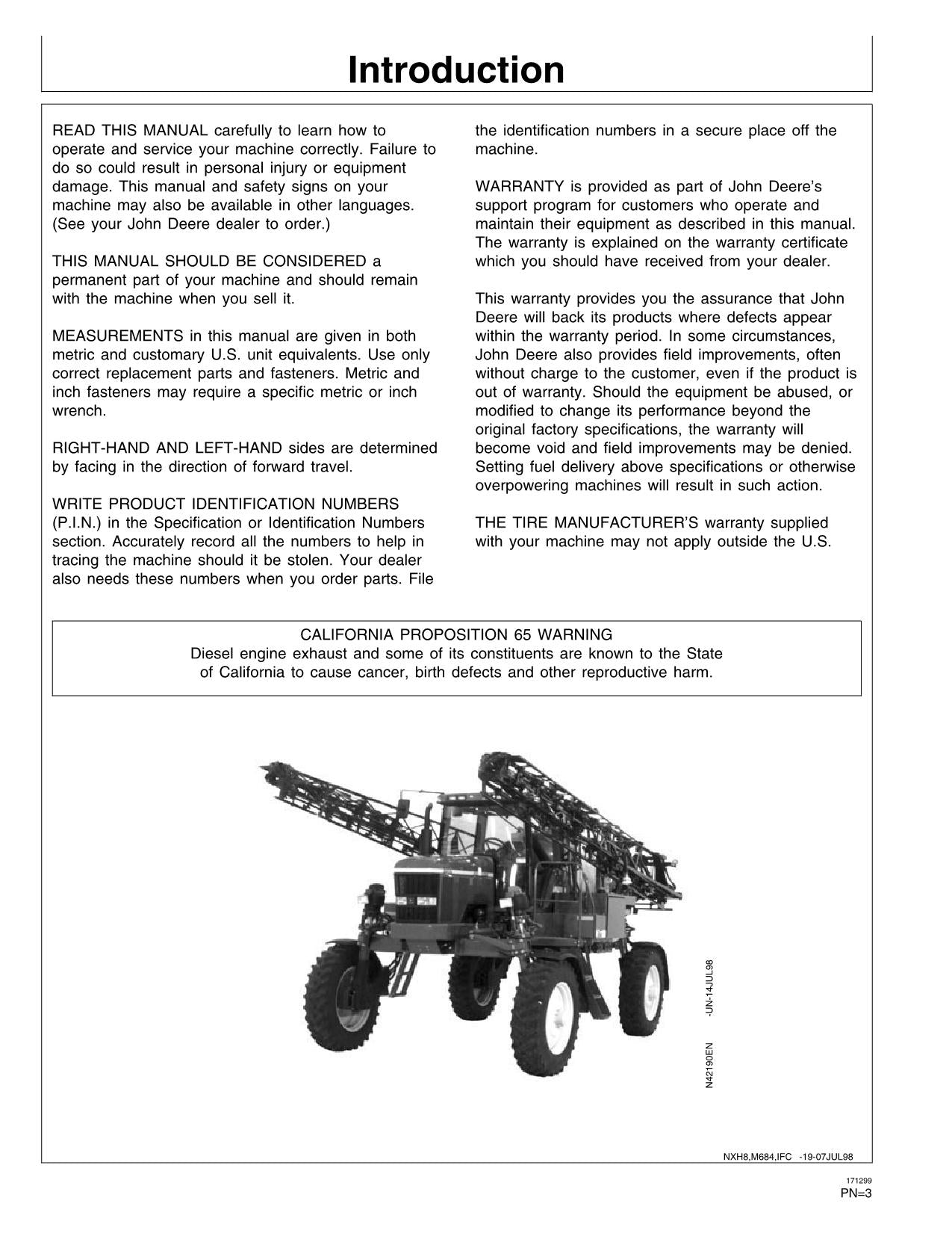 JOHN DEERE 4700 SPRAYER OPERATORS MANUAL #1