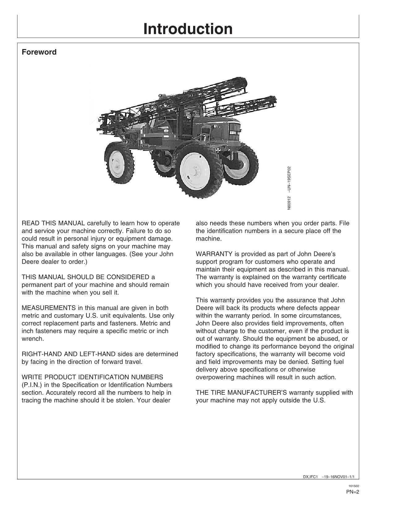 MANUEL D'UTILISATION DU PULVÉRISATEUR JOHN DEERE 4710 #2