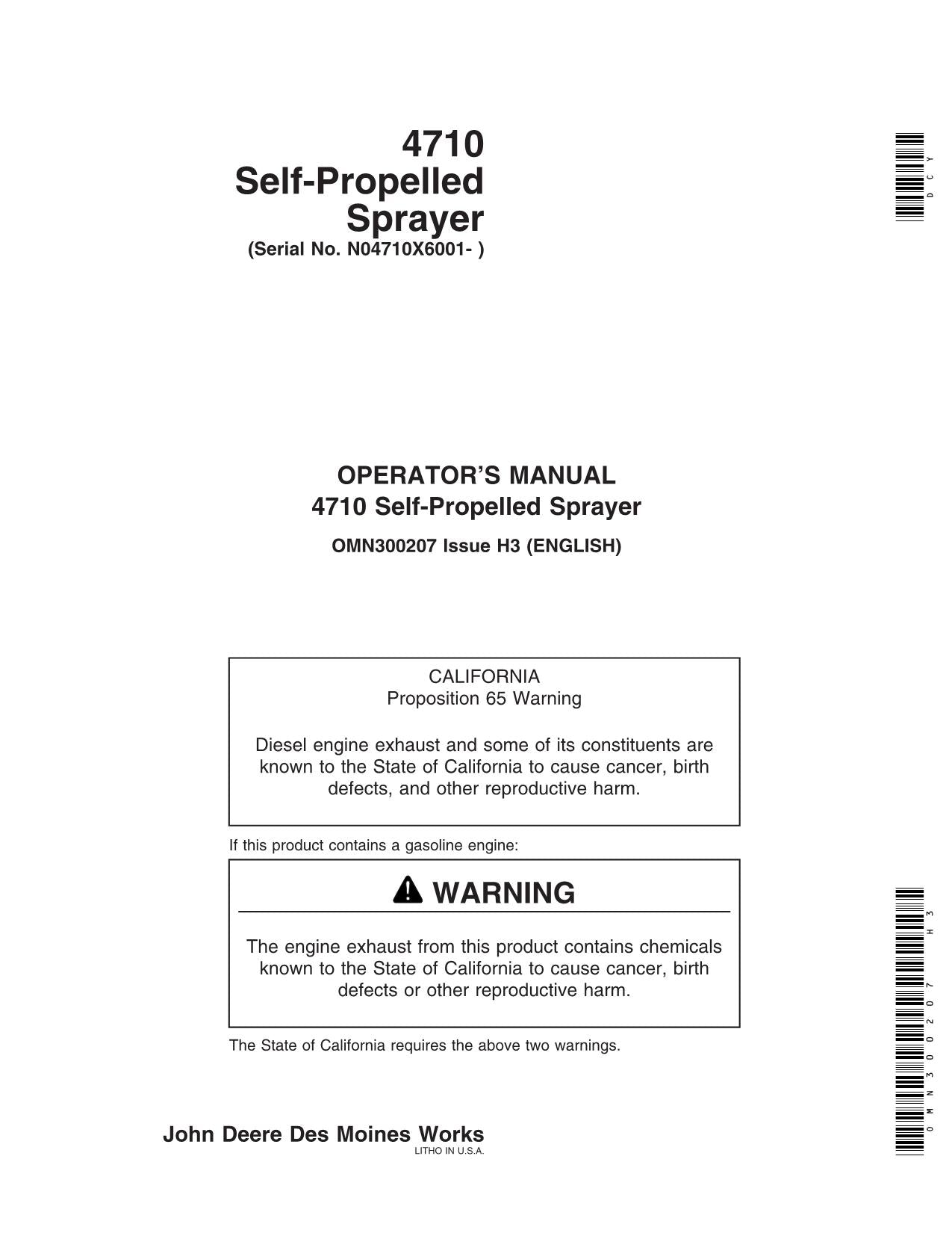 JOHN DEERE 4710 SPRAYER OPERATORS MANUAL #3