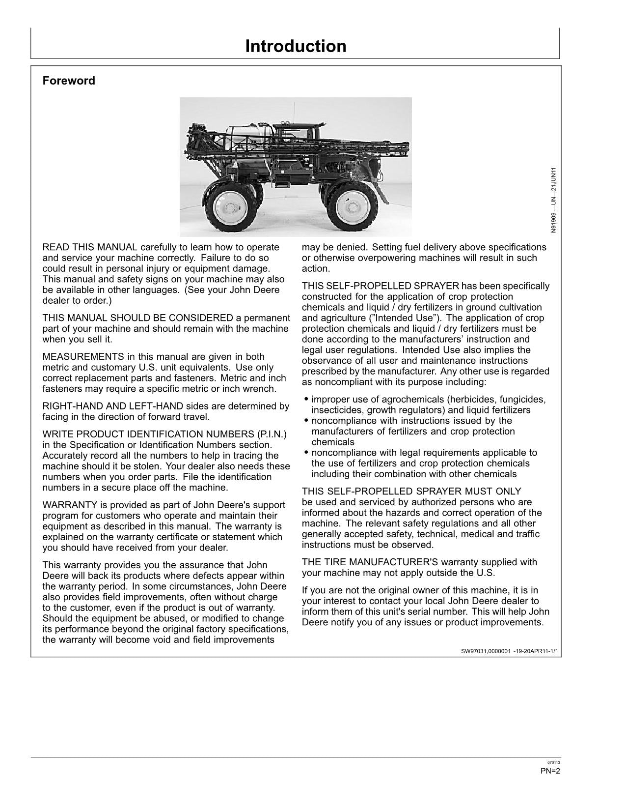 JOHN DEERE 4730 4830 SPRAYER OPERATORS MANUAL #5