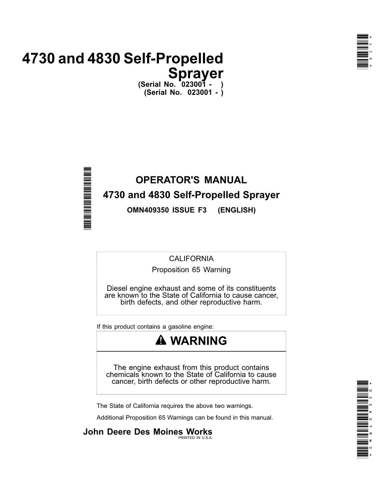 JOHN DEERE 4730 4830 SPRAYER OPERATORS MANUAL #5