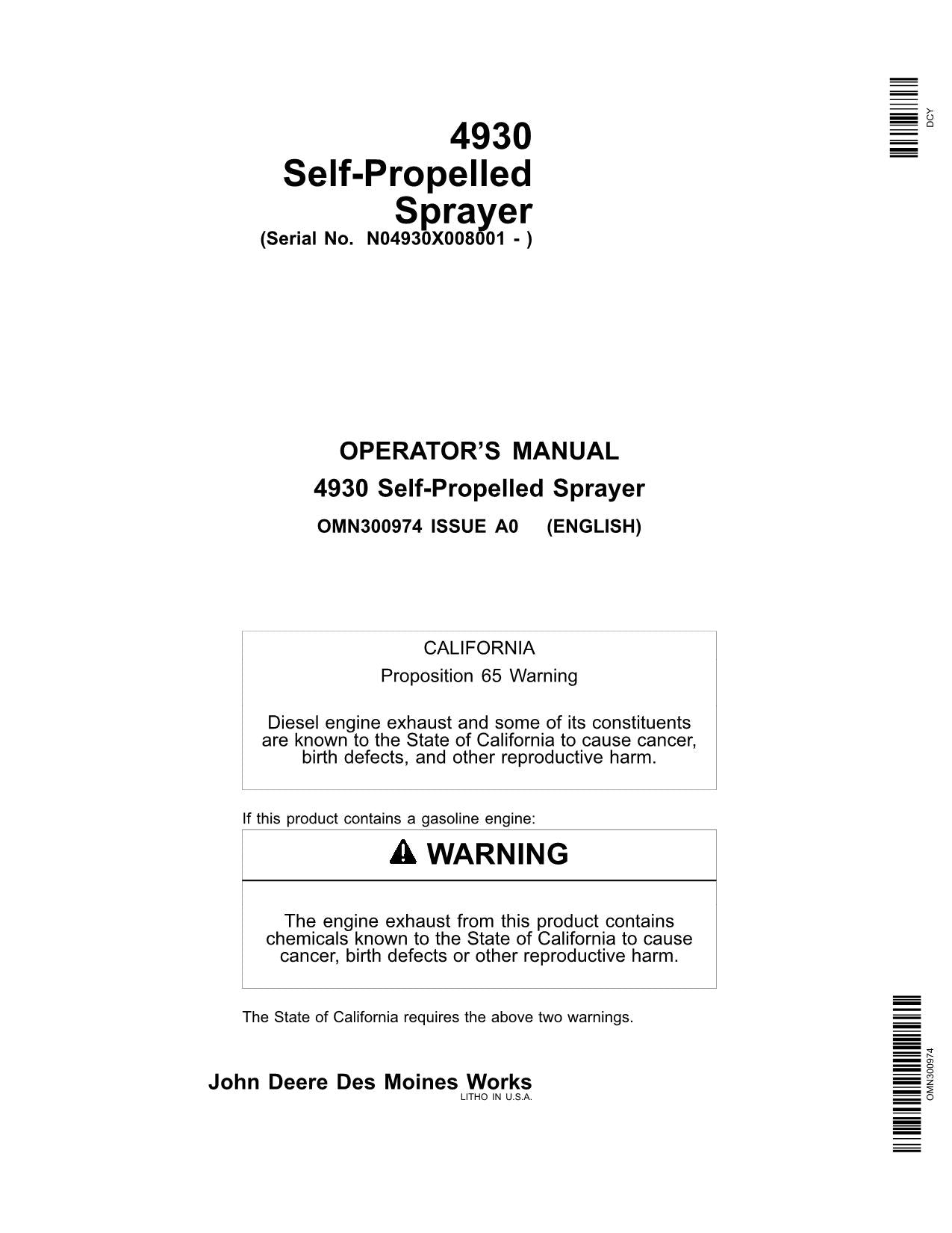 JOHN DEERE 4930 SPRAYER OPERATORS MANUAL #5