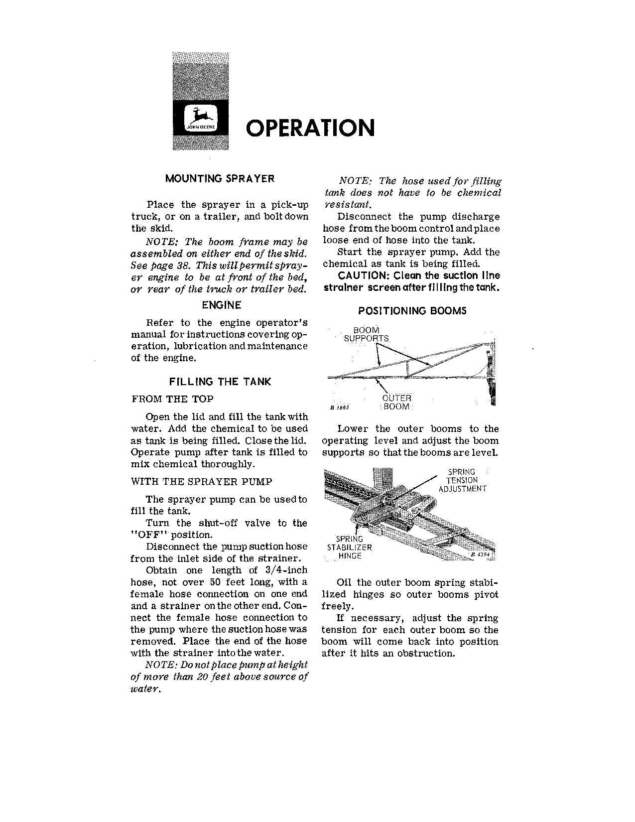 JOHN DEERE 50A SPRAYER OPERATORS MANUAL