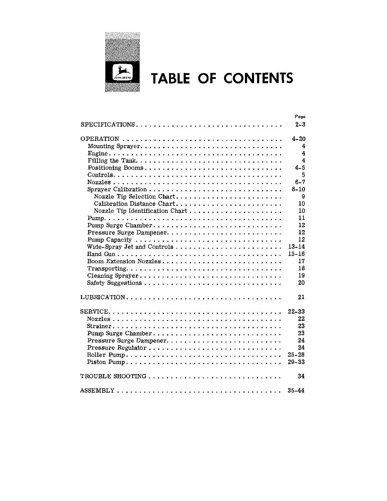 JOHN DEERE 50A SPRAYER OPERATORS MANUAL