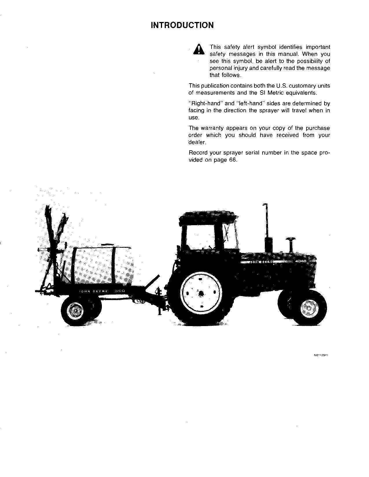 JOHN DEERE 550 SPRAYER OPERATORS MANUAL #3