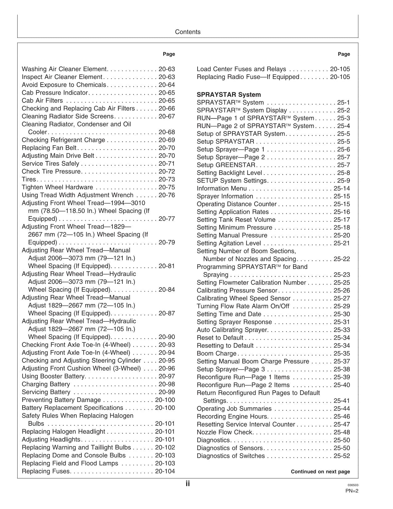 JOHN DEERE 6700 SPRAYER OPERATORS MANUAL #2