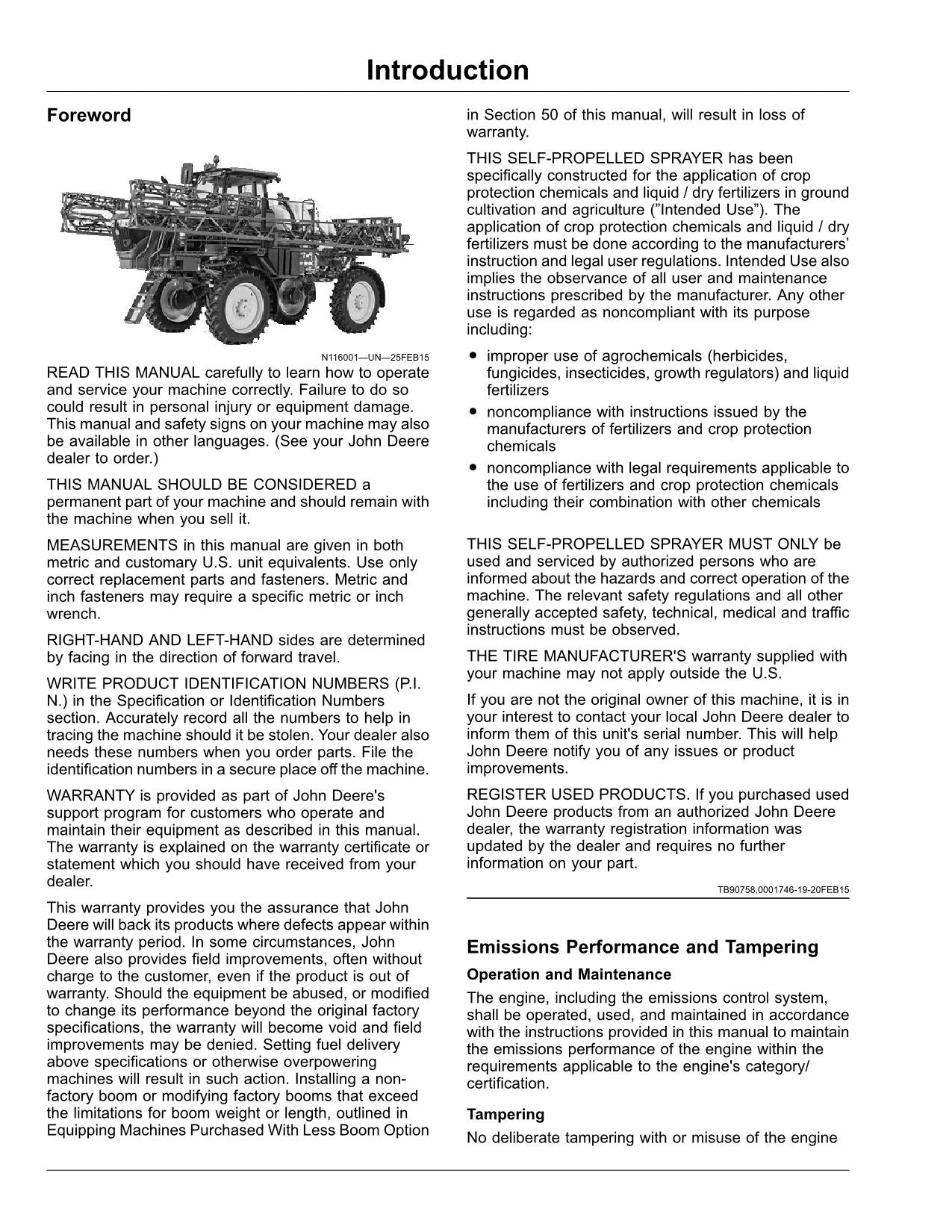 JOHN DEERE R4023 SPRAYER OPERATORS MANUAL #6