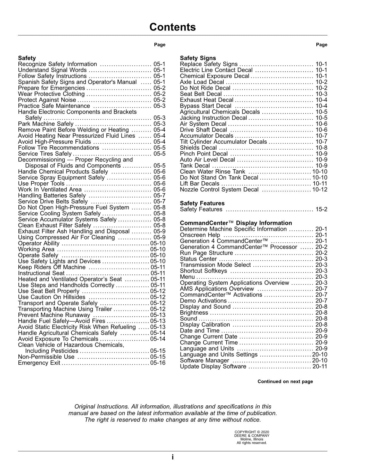 JOHN DEERE R4030  R4060  R4045  R4044  R4038 SPRAYER OPERATORS MANUAL