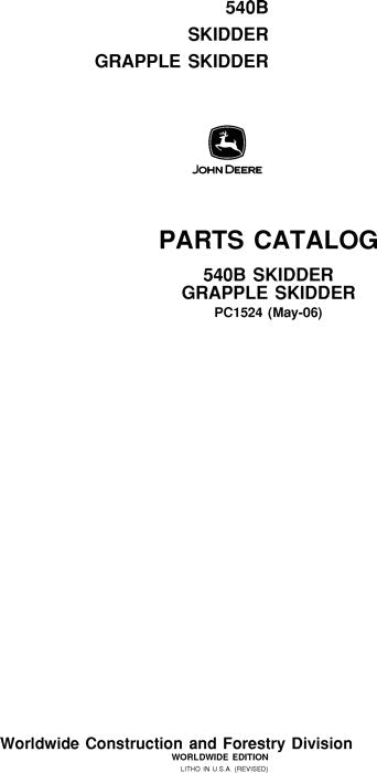 JOHN DEERE 540B SKIDDER PARTS CATALOG MANUAL