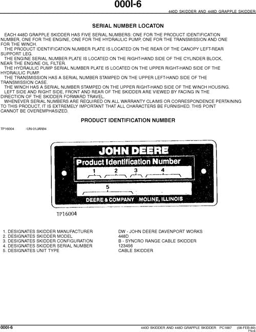 JOHN DEERE 440D 448D SKIDDER-ERSATZTEILKATALOGHANDBUCH