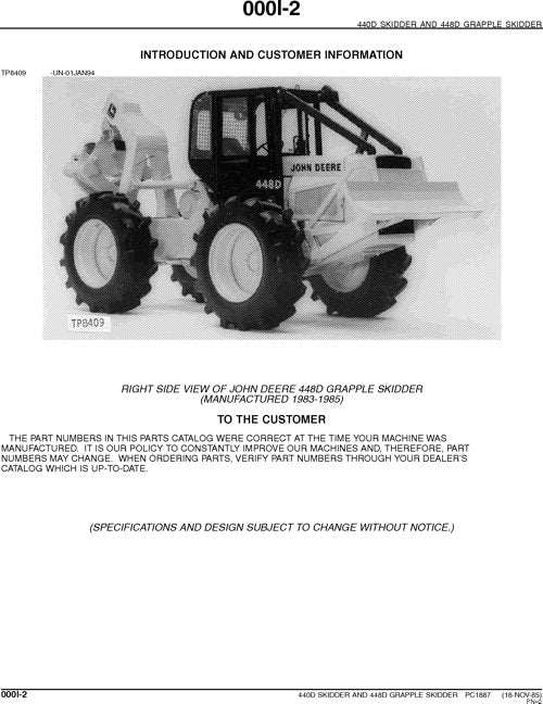 JOHN DEERE 440D 448D SKIDDER-ERSATZTEILKATALOGHANDBUCH