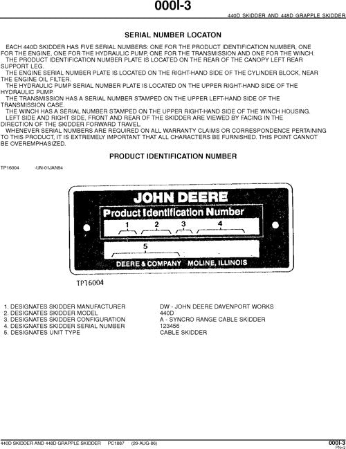 JOHN DEERE 440D 448D SKIDDER-ERSATZTEILKATALOGHANDBUCH