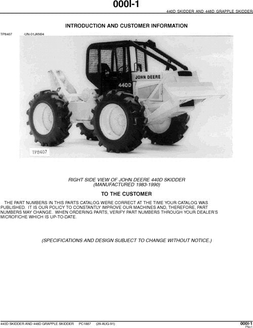 JOHN DEERE 440D 448D SKIDDER-ERSATZTEILKATALOGHANDBUCH