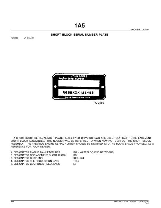 MANUEL DU CATALOGUE DES PIÈCES DE RECHANGE POUR DÉBUSQUEUSE JOHN DEERE 740 #1