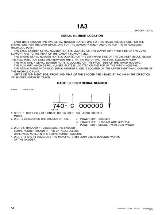 JOHN DEERE 740 SKIDDER ERSATZTEILKATALOGHANDBUCH #1