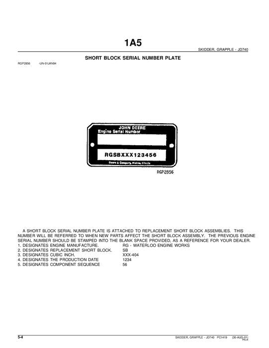 JOHN DEERE 740 SKIDDER PARTS CATALOG MANUAL #2