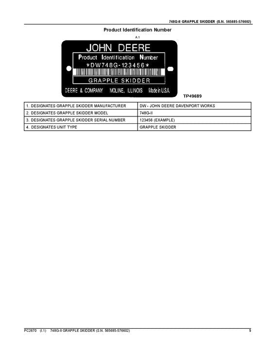 JOHN DEERE 748GII SKIDDER-ERSATZTEILKATALOGHANDBUCH