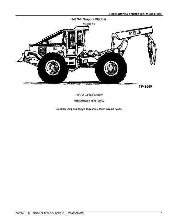 JOHN DEERE 748GII SKIDDER-ERSATZTEILKATALOGHANDBUCH