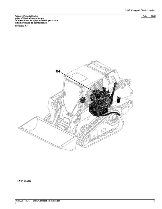 MANUEL DU CATALOGUE DES PIÈCES DE RECHANGE POUR CHARGEUSE COMPACTE SUR CHENILLES JOHN DEERE 319E