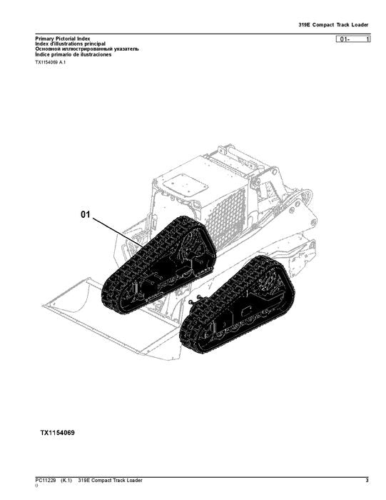 JOHN DEERE 319E KOMPAKT-RAUPENLADER - ERSATZTEILKATALOGHANDBUCH