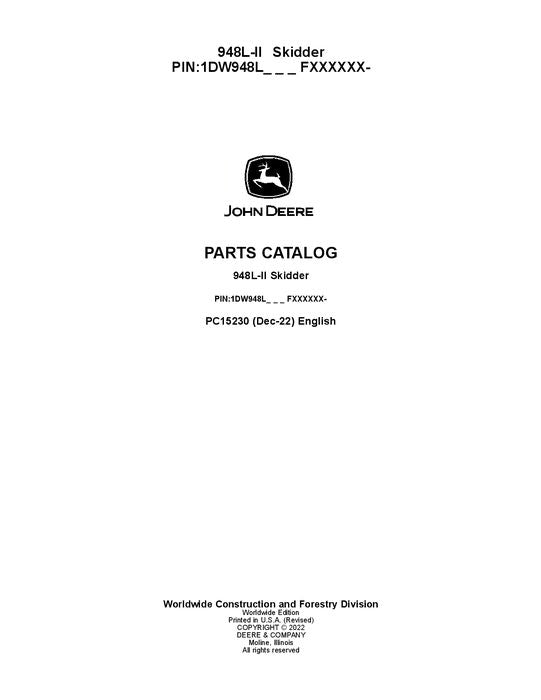 MANUEL DU CATALOGUE DES PIÈCES DE RECHANGE POUR DÉBUSQUEUSE JOHN DEERE 948L-II #1