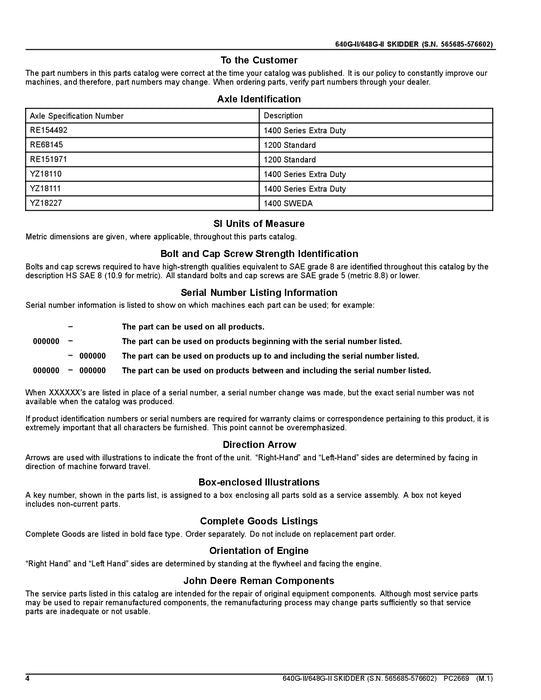 JOHN DEERE 640GII 648GII SKIDDER-ERSATZTEILKATALOGHANDBUCH