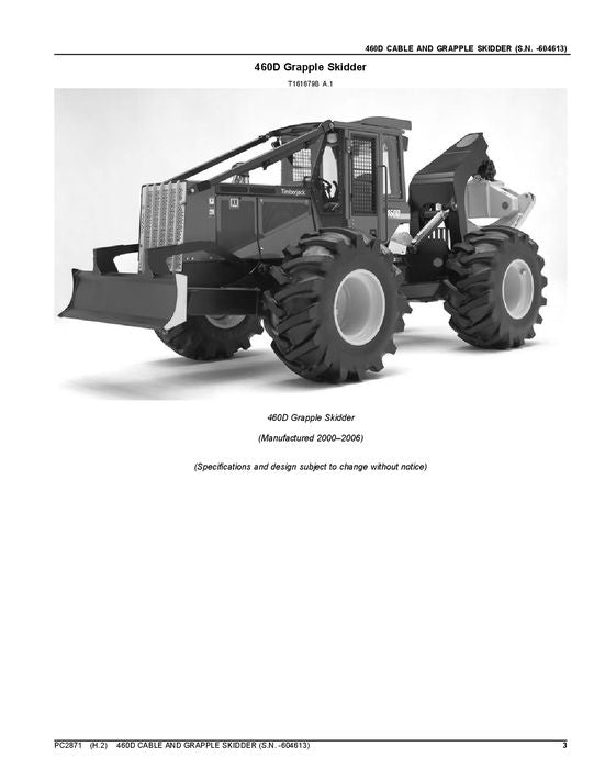 JOHN DEERE 460D SKIDDER-ERSATZTEILKATALOGHANDBUCH