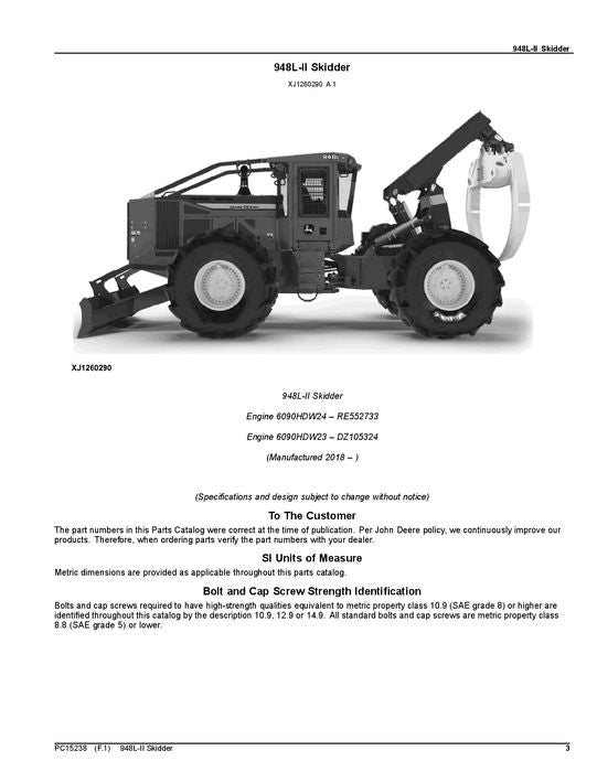 MANUEL DU CATALOGUE DES PIÈCES DE RECHANGE POUR DÉBUSQUEUSE JOHN DEERE 948L-II #2