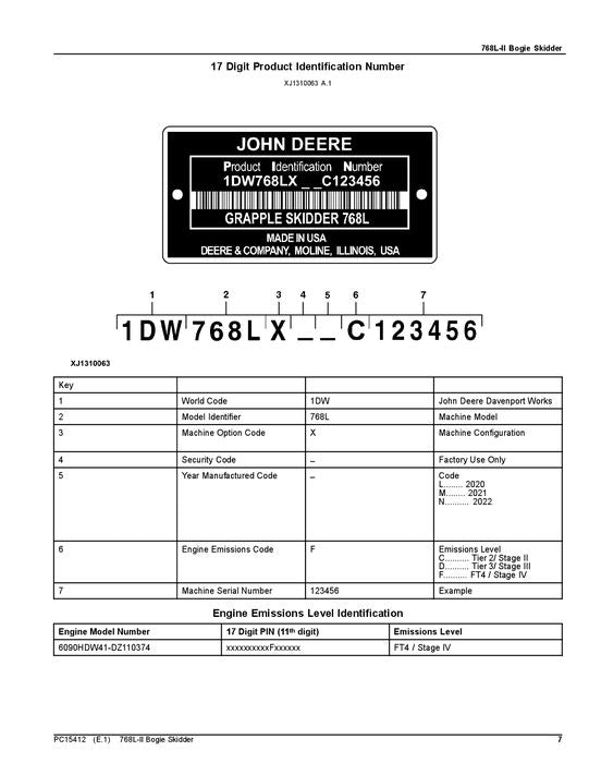 JOHN DEERE 768L-II SKIDDER PARTS CATALOG MANUAL #2