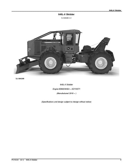 JOHN DEERE 640L-II SKIDDER PARTS CATALOG MANUAL #2