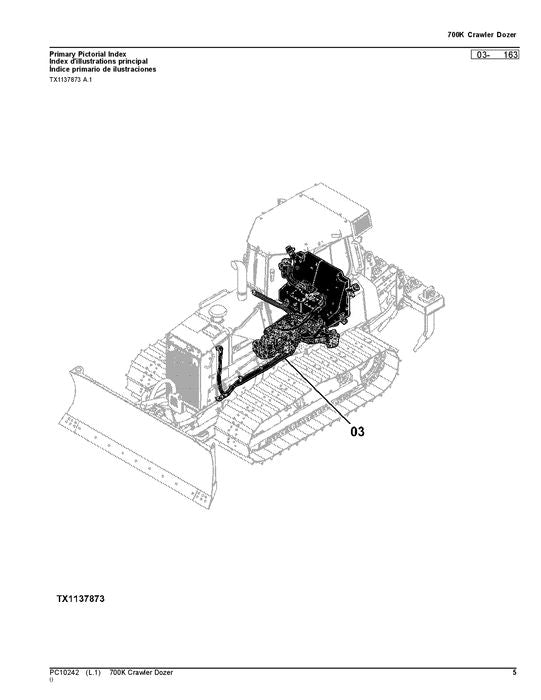 JOHN DEERE 700K CRAWLER DOZER PARTS CATALOG MANUAL  _E217278-